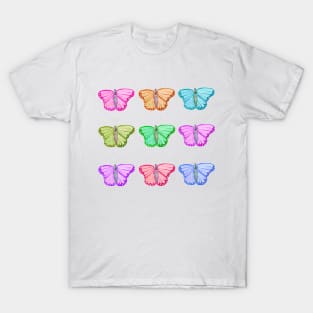 Rainbow Watercolor Butterfly Pattern T-Shirt